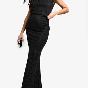 Boohoo Black Glitter Maxi Dress